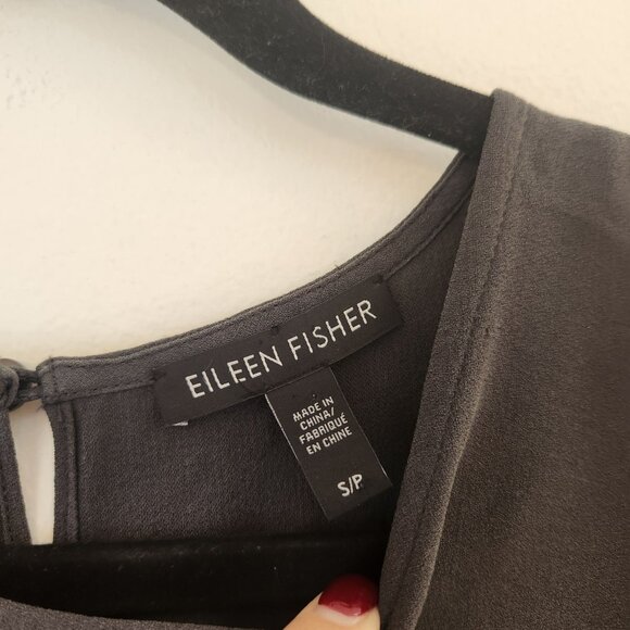 Eileen Fisher 100% Silk Grey Short Sleeve Blouse Top Shirt Women's S - Picture 7 of 8